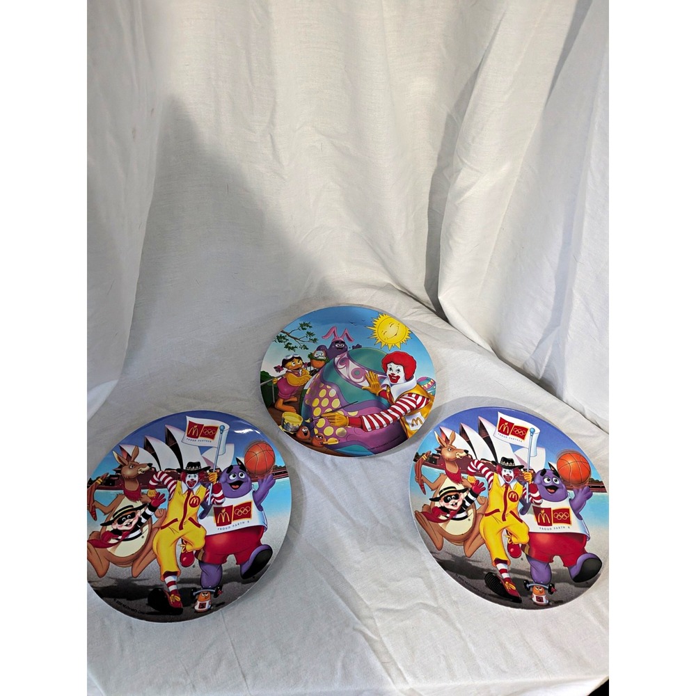 McDonald's 2000 Olympic Character Advertising Plates, Multicolor Lot of 3
